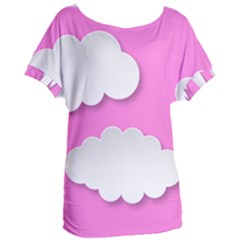 Clouds Sky Pink Comic Background Women s Oversized Tee