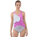 Clouds Sky Pink Comic Background Cut-Out Back One Piece Swimsuit View1