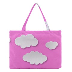 Clouds Sky Pink Comic Background Medium Tote Bag by BangZart