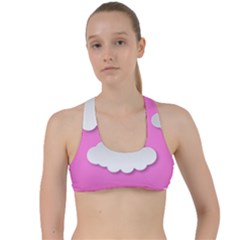 Clouds Sky Pink Comic Background Criss Cross Racerback Sports Bra