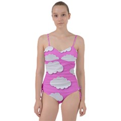 Clouds Sky Pink Comic Background Sweetheart Tankini Set by BangZart