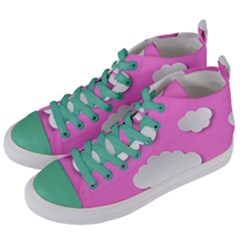 Clouds Sky Pink Comic Background Women s Mid-top Canvas Sneakers