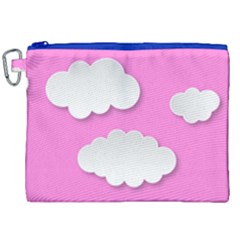 Clouds Sky Pink Comic Background Canvas Cosmetic Bag (xxl)