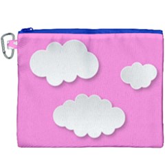 Clouds Sky Pink Comic Background Canvas Cosmetic Bag (xxxl)