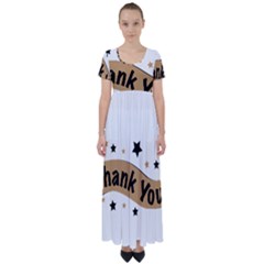 Thank You Lettering Thank You Ornament Banner High Waist Short Sleeve Maxi Dress