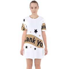 Thank You Lettering Thank You Ornament Banner Sixties Short Sleeve Mini Dress by BangZart