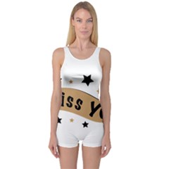 Lettering Miss You Banner One Piece Boyleg Swimsuit by BangZart