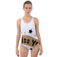 Lettering Miss You Banner Cut-out Back One Piece Swimsuit