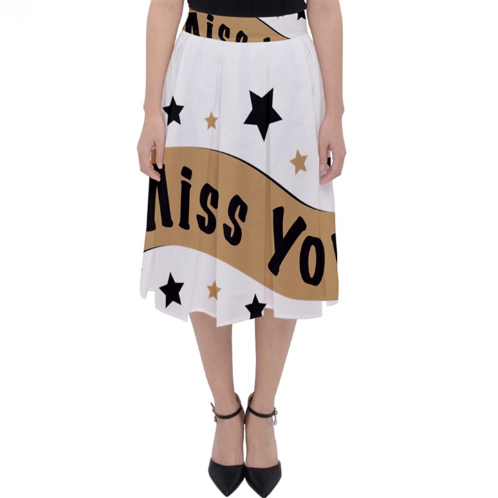 Lettering Miss You Banner Folding Skater Skirt