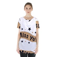 Lettering Miss You Banner Skirt Hem Sports Top