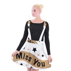 Lettering Miss You Banner Suspender Skater Skirt