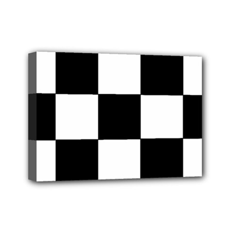 Grid Domino Bank And Black Mini Canvas 7  X 5  by BangZart