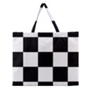 Grid Domino Bank And Black Zipper Large Tote Bag View1