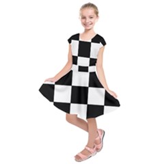 Grid Domino Bank And Black Kids  Short Sleeve Dress by BangZart