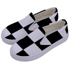 Grid Domino Bank And Black Kids  Canvas Slip Ons