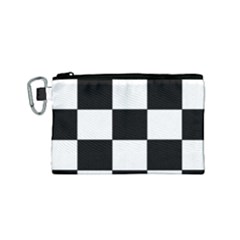 Grid Domino Bank And Black Canvas Cosmetic Bag (small)