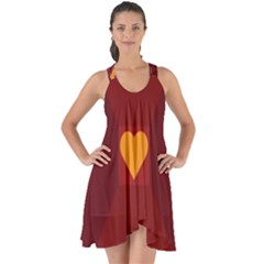 Heart Red Yellow Love Card Design Show Some Back Chiffon Dress