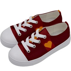 Heart Red Yellow Love Card Design Kids  Low Top Canvas Sneakers