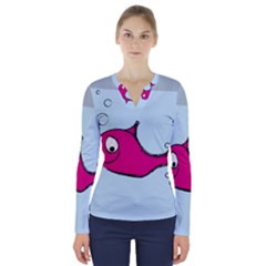 Fish Swarm Meeresbewohner Creature V-neck Long Sleeve Top