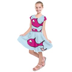 Fish Swarm Meeresbewohner Creature Kids  Short Sleeve Dress by BangZart