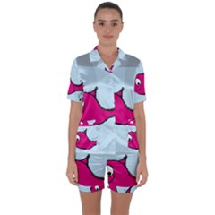 Fish Swarm Meeresbewohner Creature Satin Short Sleeve Pyjamas Set