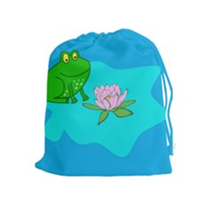 Frog Flower Lilypad Lily Pad Water Drawstring Pouches (extra Large) by BangZart