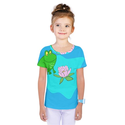 Frog Flower Lilypad Lily Pad Water Kids  One Piece Tee by BangZart