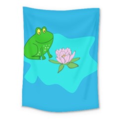 Frog Flower Lilypad Lily Pad Water Medium Tapestry by BangZart