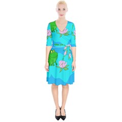 Frog Flower Lilypad Lily Pad Water Wrap Up Cocktail Dress by BangZart