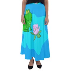 Frog Flower Lilypad Lily Pad Water Flared Maxi Skirt by BangZart