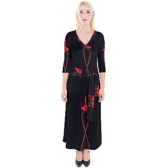 Ship Space Spaceship Quarter Sleeve Wrap Maxi Dress