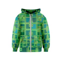 Green Abstract Geometric Kids  Zipper Hoodie by BangZart