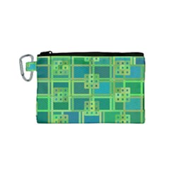 Green Abstract Geometric Canvas Cosmetic Bag (small)