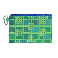 Green Abstract Geometric Canvas Cosmetic Bag (large)