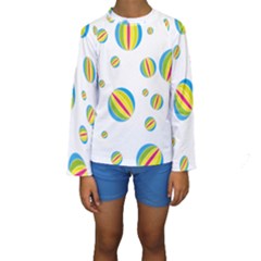 Balloon Ball District Colorful Kids  Long Sleeve Swimwear by BangZart