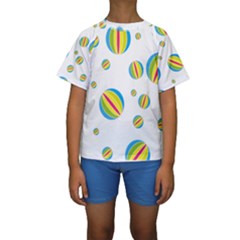 Balloon Ball District Colorful Kids  Short Sleeve Swimwear by BangZart