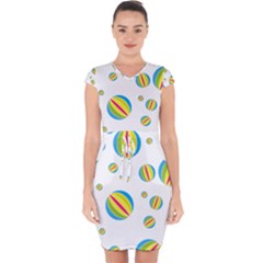 Balloon Ball District Colorful Capsleeve Drawstring Dress 