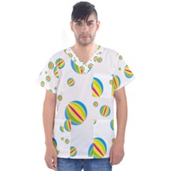 Balloon Ball District Colorful Men s V-neck Scrub Top