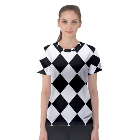 Grid Domino Bank And Black Women s Sport Mesh Tee by BangZart