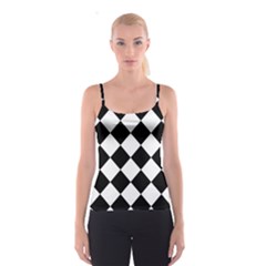 Grid Domino Bank And Black Spaghetti Strap Top