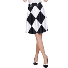 Grid Domino Bank And Black A-Line Skirt