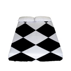 Grid Domino Bank And Black Fitted Sheet (Full/ Double Size)