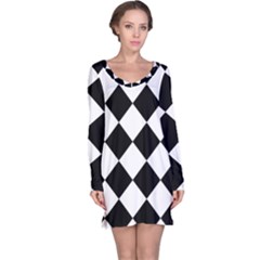 Grid Domino Bank And Black Long Sleeve Nightdress