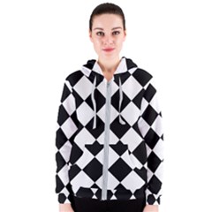 Grid Domino Bank And Black Women s Zipper Hoodie