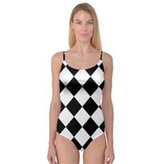 Grid Domino Bank And Black Camisole Leotard 