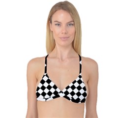 Grid Domino Bank And Black Reversible Tri Bikini Top