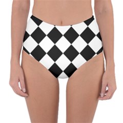 Grid Domino Bank And Black Reversible High-Waist Bikini Bottoms