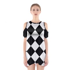 Grid Domino Bank And Black Shoulder Cutout One Piece