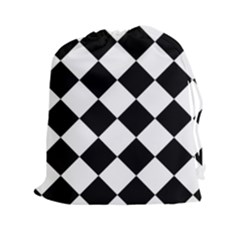 Grid Domino Bank And Black Drawstring Pouches (XXL)