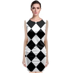 Grid Domino Bank And Black Classic Sleeveless Midi Dress